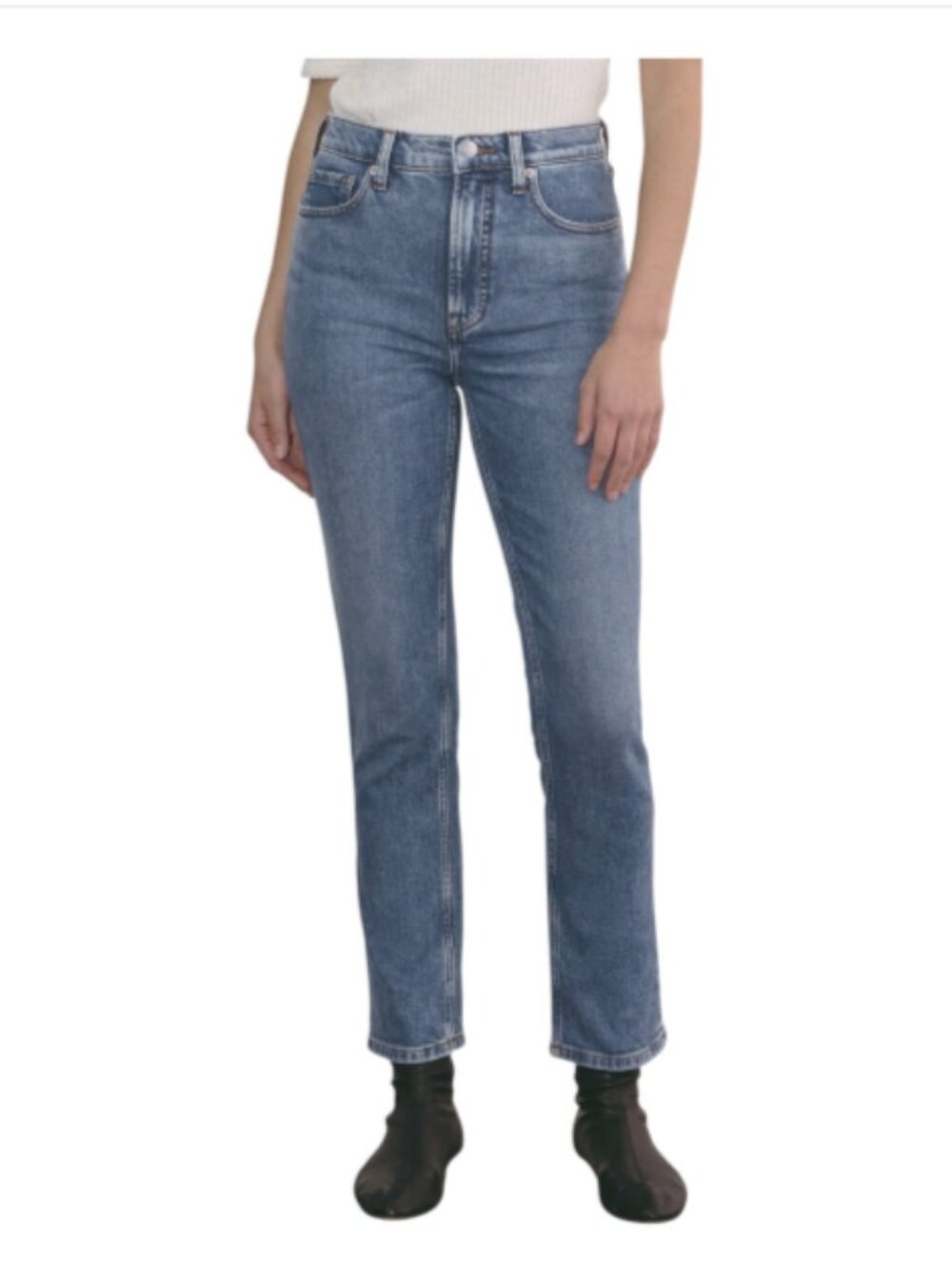 Everlane 30 x 25 Blue Denim Cotton Ankle Jeans Mid Rise Medium Wash 5 Pocket